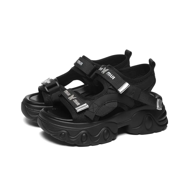 Golden Silk Rabbit Beach Sandals Women's Black-2