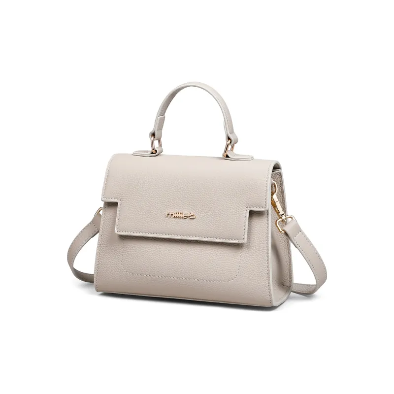 MILLIE'S Cow Leather Handbag Shoulder Bag Crossbody Bag Regular Women's Milkshake White/Smoke Gray-3