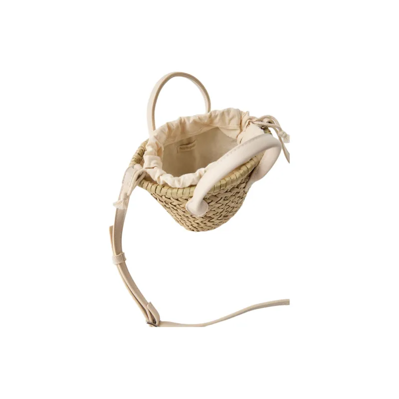 ZARA Cotton And Wheat Straw Shoulder Bag Crossbody Bag Handbag Regular Women's Light Beige Yellow-4