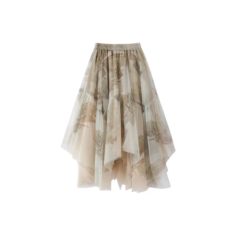 THE SEA LIFE Casual Long Skirt Women's Mist Color-1