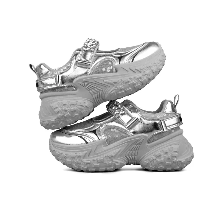 WENPU Height Increasing Lightweight Breathable Low Top Chunky Sneakers Women's-2