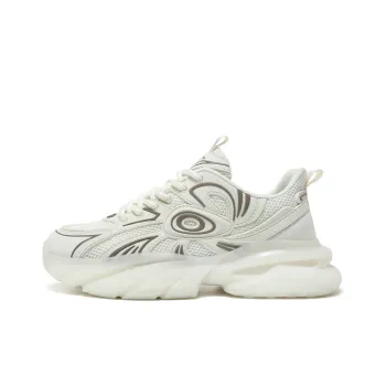 CEDAR HAN Anti-Slip Wear-Resistant Breathable Height Increasing Low-Top Chunky Sneakers Unisex Beige White Brown