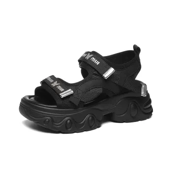 Golden Silk Rabbit Beach Sandals Women's Black