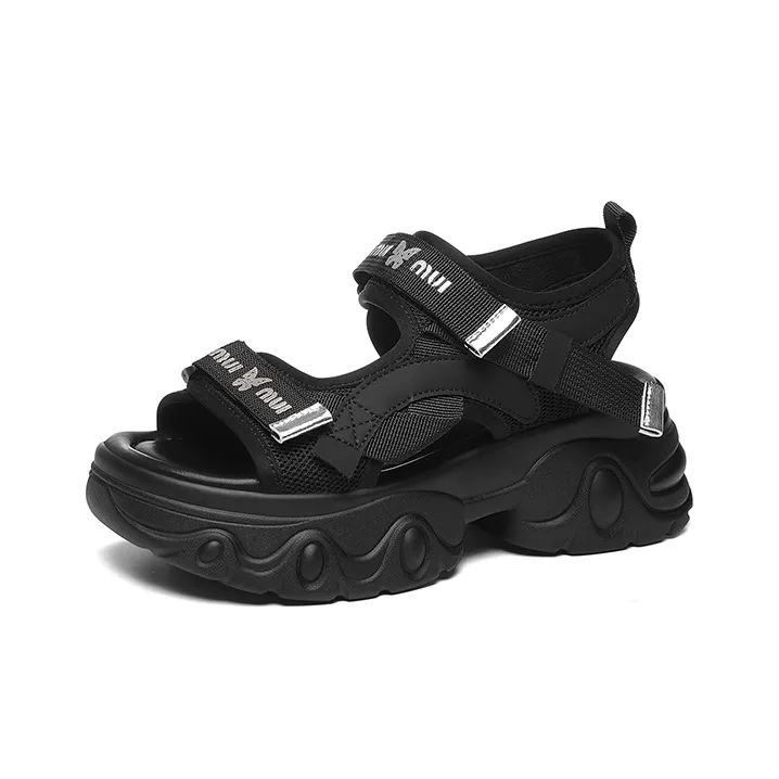 Golden Silk Rabbit Beach Sandals Women's Black-0
