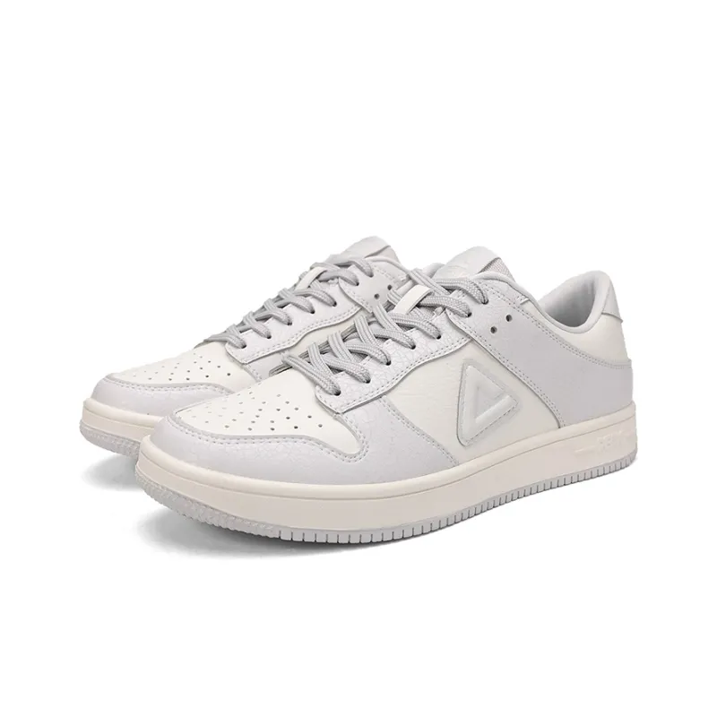 PEAK Slip Resistant Cushioning Wear Resistant Low Top Skateboard Shoes Men's Pale Gray Rice White-2