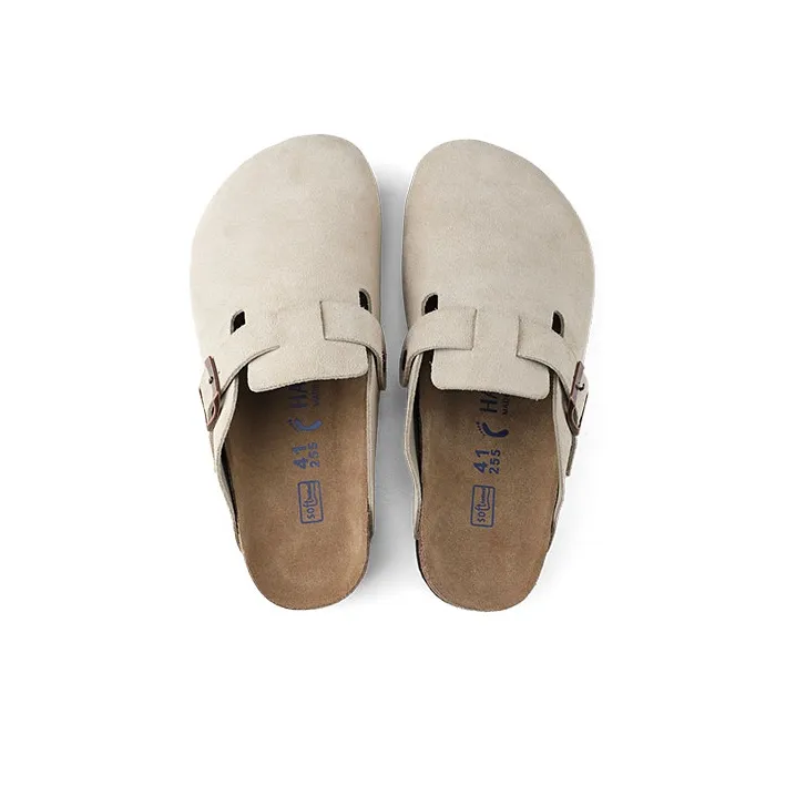 HANQIAORIJI Broken Cocoon Series Cork Sole 3.5cm Height Increasing Closed Toe Slippers Unisex Sand-5