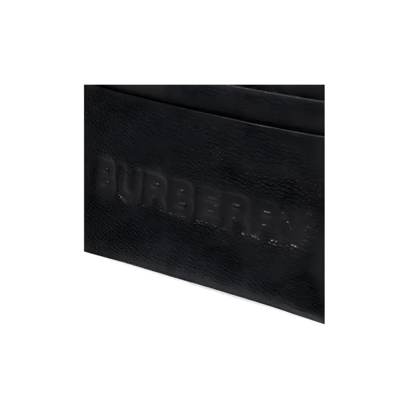 Burberry Grained Leather Card Clip Card Holder Wallets Women's Black-5