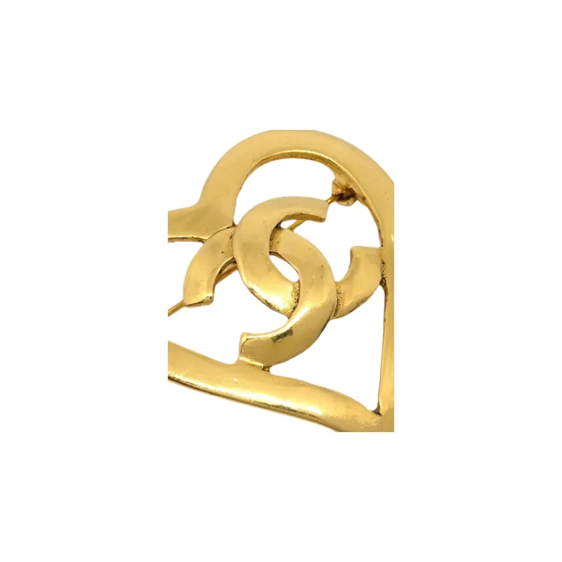 CHANEL 1995 Cc Heart Brooch-2
