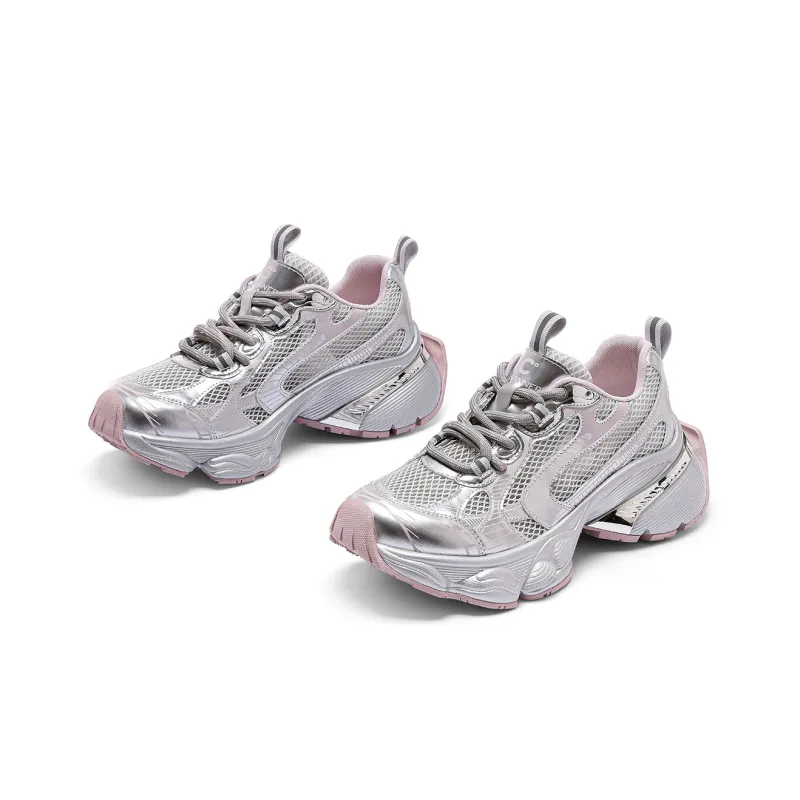 C°BANNER Cushioning, Slip Resistant, Abrasion Resistant, Height Increasing Low Top Chunky Sneakers Women's Pink-2