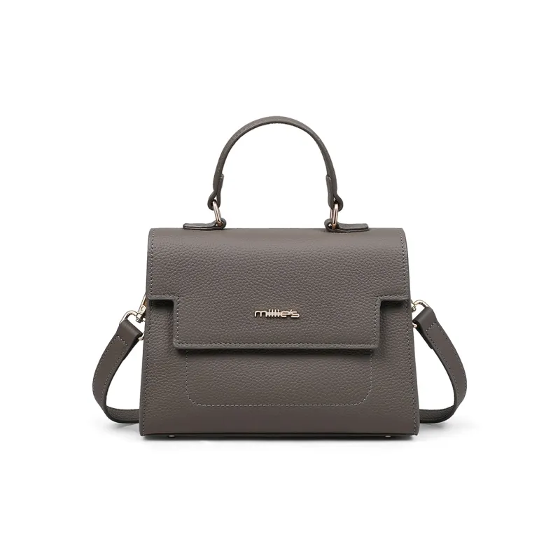 MILLIE'S Cow Leather Handbag Shoulder Bag Crossbody Bag Regular Women's Milkshake White/Smoke Gray-7
