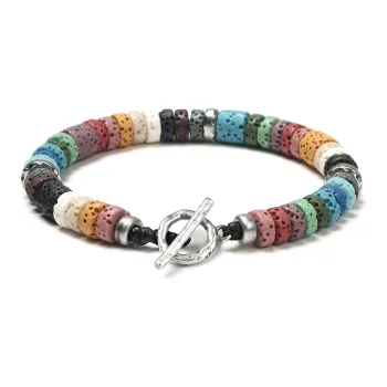 SUSOOK 925 Sterling Silver Volcanic Stone Bracelets Unisex