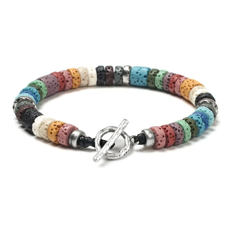 SUSOOK 925 Sterling Silver Volcanic Stone Bracelets Unisex-0