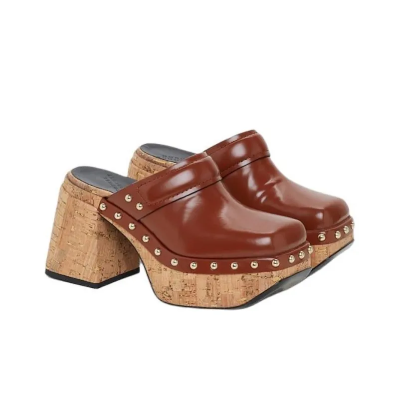 DOROTHEE SCHUMACHER Closed Toe Slippers 10cm Women's Red Brown-3