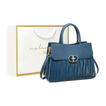 Narandu Cow Leather Handbag Mom Bag Shoulder Bag Crossbody Bag Tote Large Size Women's Dark Blue