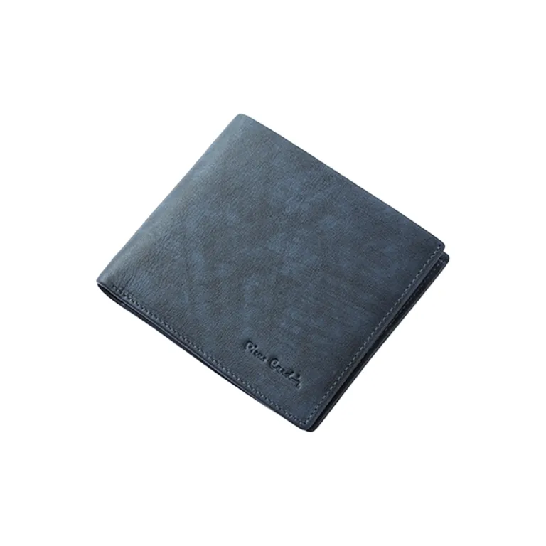 PIERRE CARDIN Top Grain Cow Leather Men's Wallet Fashion Business Regular Men's Gray Blue-3
