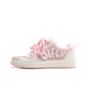 Jifffly Skateboard Shoes Women's Low Top Pink/White
