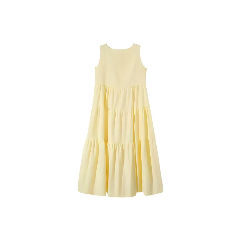 AHDO Sleeveless Dress Women's Yellow-1