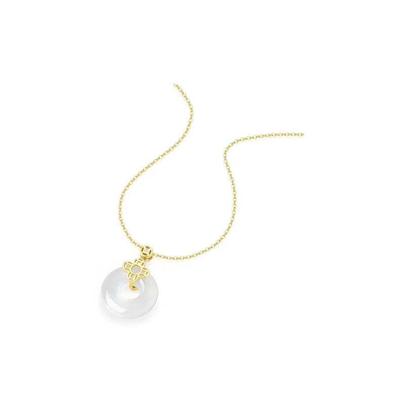 KADER Lucky Four-Leaf Clover Series Chalcedony Jade Necklaces Women's-1