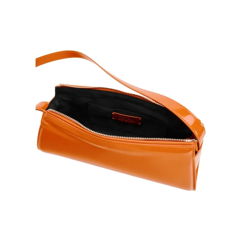 ZARA Polyurethane Handbag Shoulder Bag Small Size Women's Orange-4