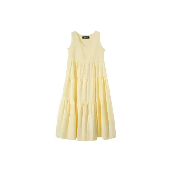 Vine Color Sleeveless Dress Women's Yellow