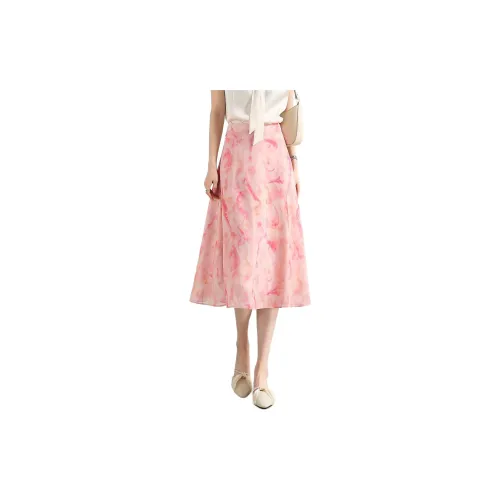 Dme Casual Long Skirts Women's Light Pink