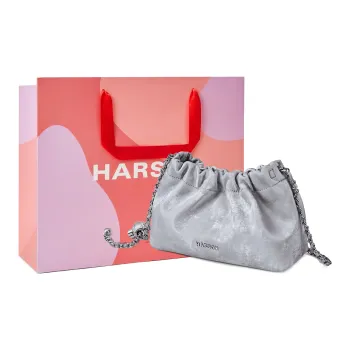 HARSON Cow Leather Patchwork Synthetic Leather Shoulder Bag Crossbody Bag Cloud Bag Regular Women's Silver