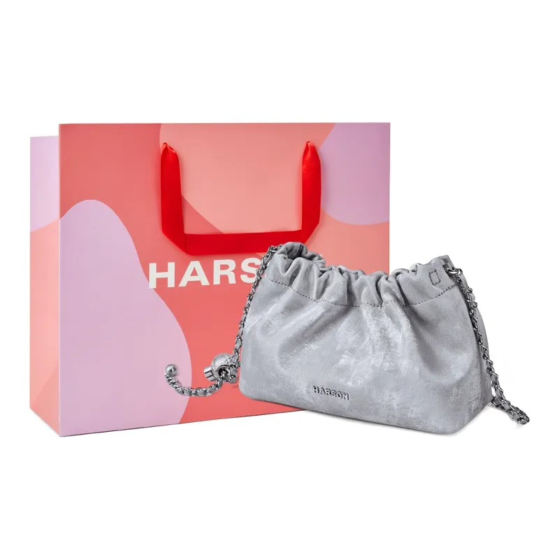 HARSON Cow Leather Patchwork Synthetic Leather Shoulder Bag Crossbody Bag Cloud Bag Regular Women's Silver-0