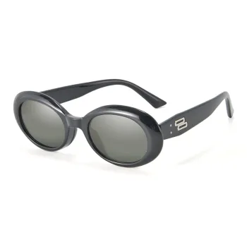 Cornstone Plate Frame Oval Sunglasses Women's Black