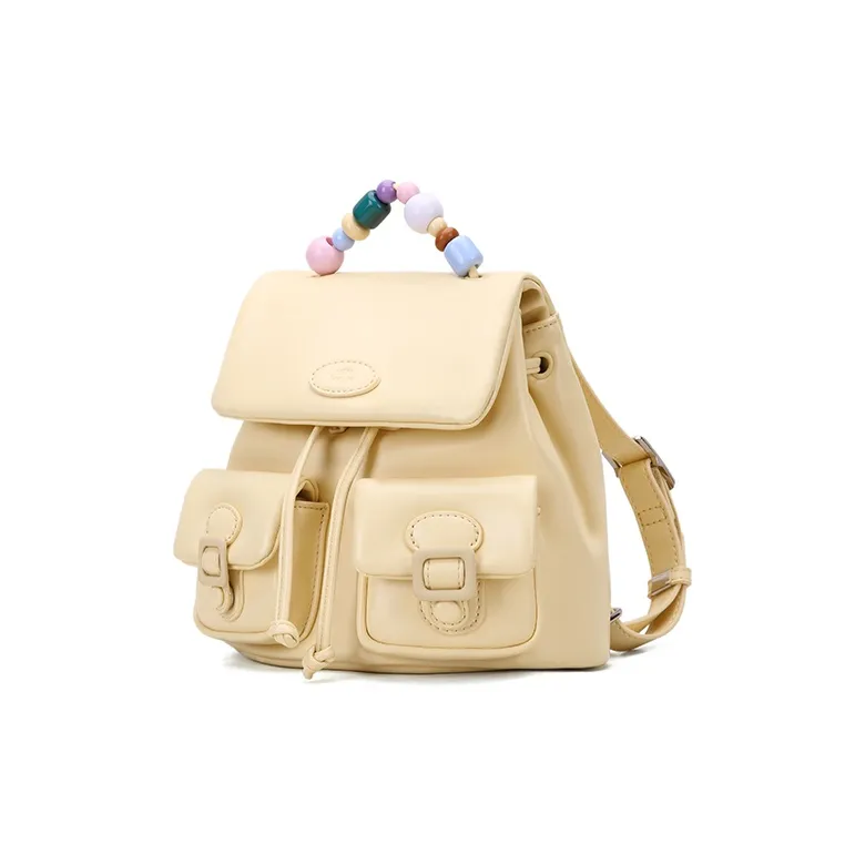 VANWALK PU Backpack Women's Blue/Yellow/White-4