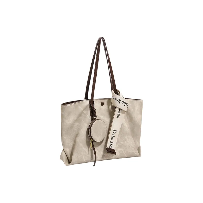 PESASRIE Microfiber Synthetic Leather Tote Bag Shopping Bag Shoulder Bags Regular Women's Green/Ecru-2