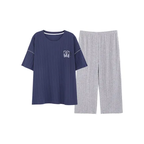 The Story Of The Flower Season Pajama Set Women's Navy Blue