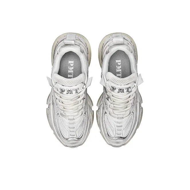 Pmt Nirvana Series Chunky Sneakers Unisex Low Top Silver/Gray-3