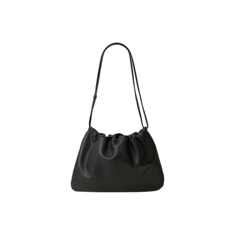 NOTHING WRITTEN Sheepskin Shoulder Bag Large Size Women's Black-0