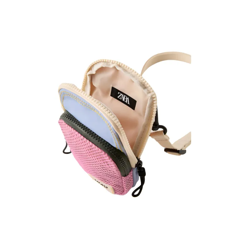 ZARA Polyester Shoulder Bag, Crossbody Bag Regular Women's Pink & Blue-3