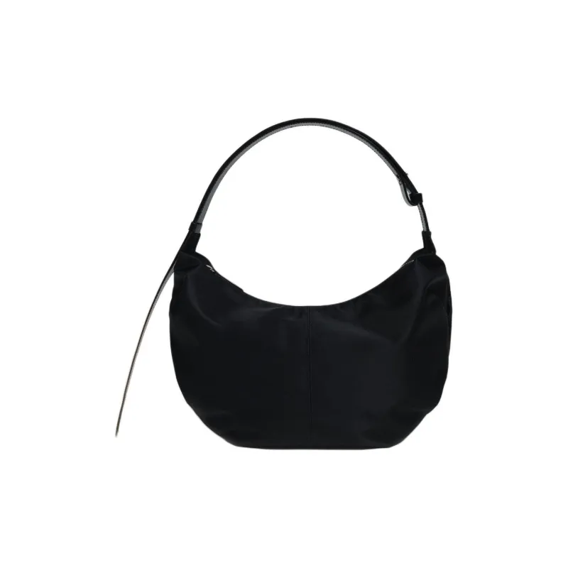 NOTHING WRITTEN Nylon With Leather Handbag, Shoulder Bag Regular Women's Black-0