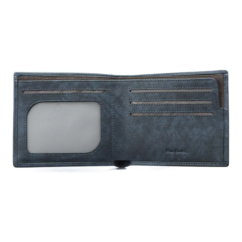 PIERRE CARDIN Top Grain Cow Leather Men's Wallet Fashion Business Regular Men's Gray Blue-4