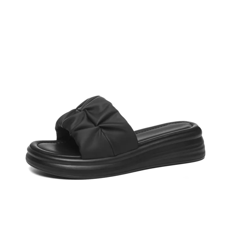 Golden Silk Rabbit PU Polyurethane Slip-Resistant Slide Slippers Women's-0