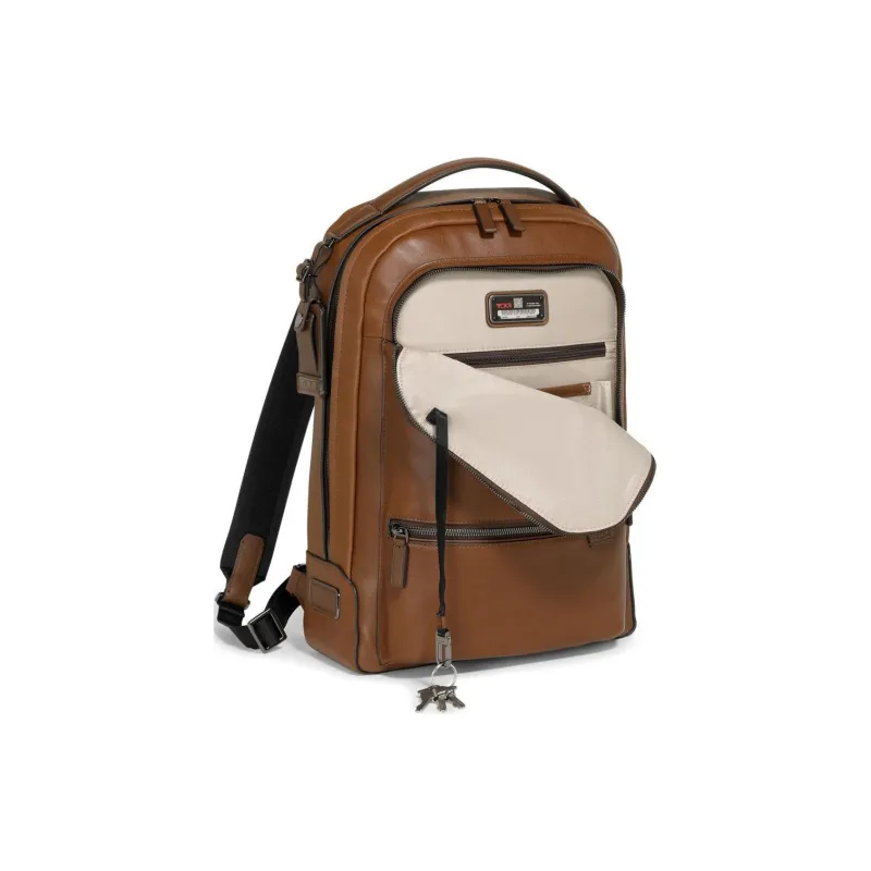 TUMI Smooth Leather Backpack Men's Brandy Brown-2