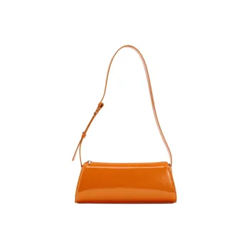 ZARA Polyurethane Handbag Shoulder Bag Small Size Women's Orange