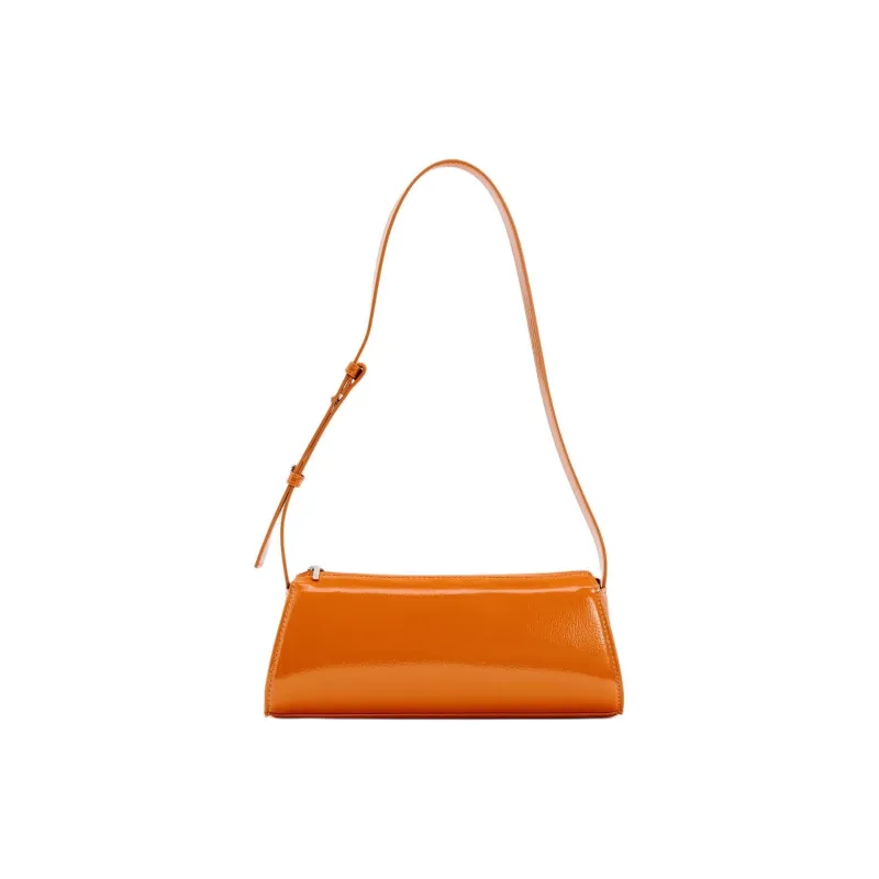 ZARA Polyurethane Handbag Shoulder Bag Small Size Women's Orange-0