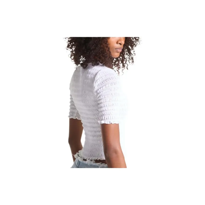 MICHAEL MICHAEL KORS Ruffled-trim Smocked T-shirt-1