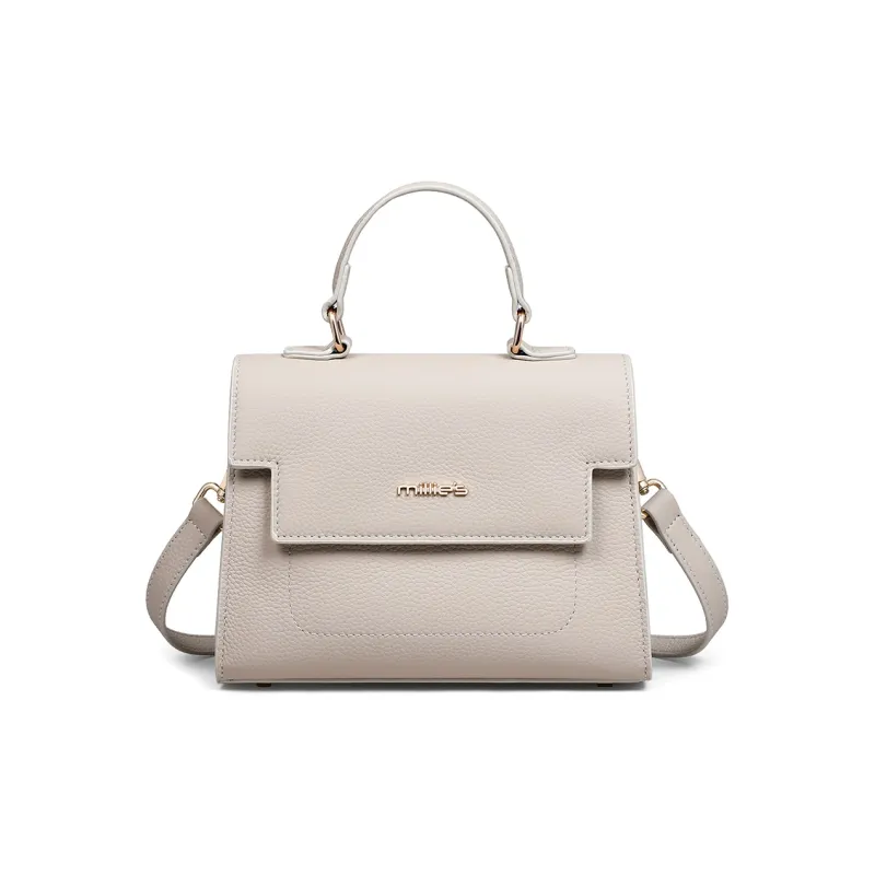 MILLIE'S Cow Leather Handbag Shoulder Bag Crossbody Bag Regular Women's Milkshake White/Smoke Gray-2