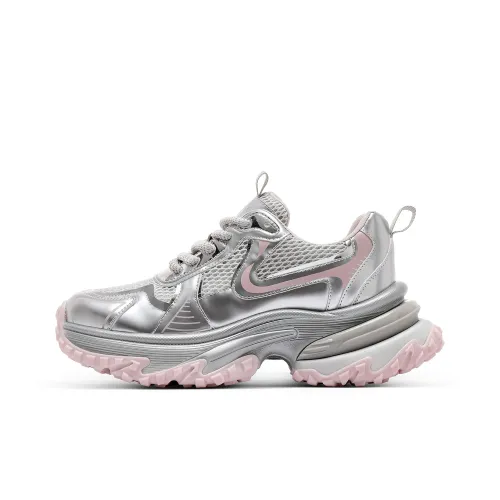 C°BANNER Chunky Sneakers Women's Low-Top Silver Pink