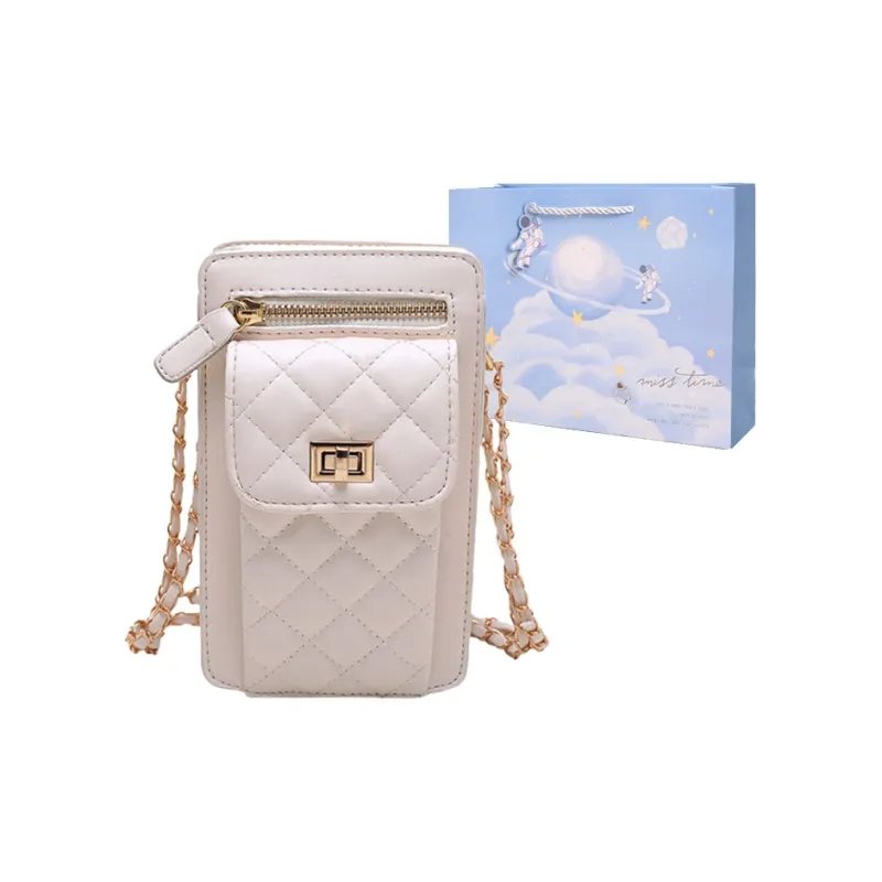 Duoluplo Doron Paul Pu Fashion Crossbody Cell Phone Pouch, Small Square Bag Trumpets Women's White/Black/Matcha Green-0