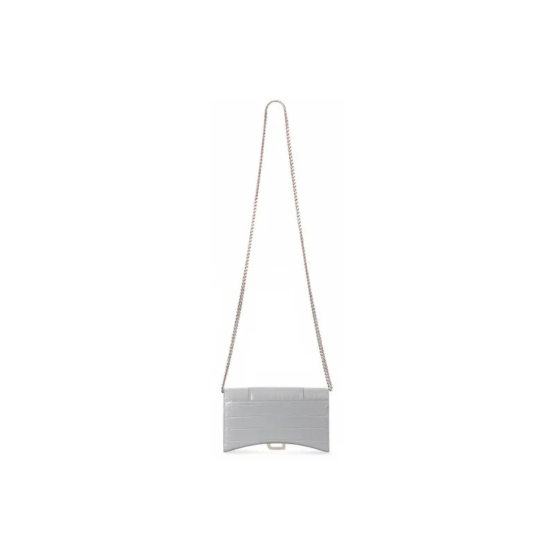 Balenciaga Hourglass Cow Leather Shoulder Bag Crossbody Bag Women's Gray-3