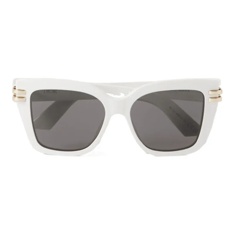 DIOR Acetate Irregular Shape Sunglasses Women's White-1