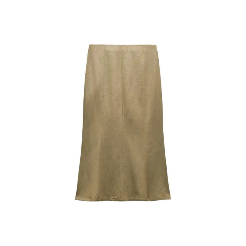 ZARA Casual Long Skirt Women's Dark Khaki-1