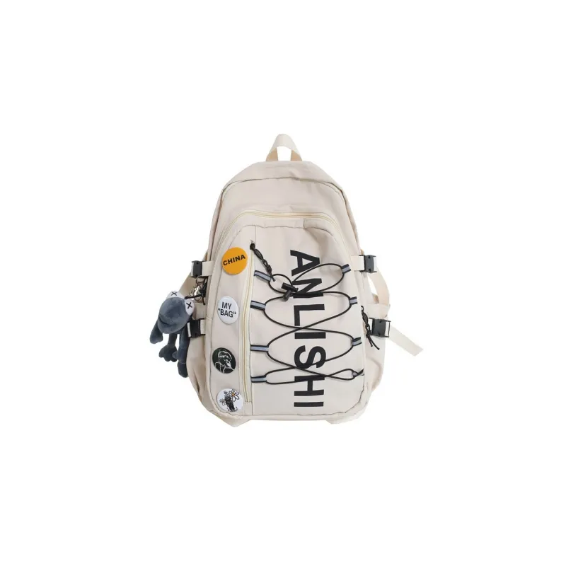 GEERDUN Nylon Backpack Unisex Yellow/Burgundy/Black/Ecru-5