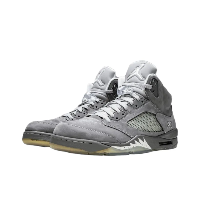 Jordan Air Jordan 5 'Wolf Grey' Anti-Slip Wear-Resistant Mid-Top Vintage Basketball Shoes Men's Gray-1