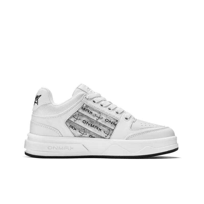 ON MAX Small Sailboat Collection, Starry Sky Abrasion Resistant Height Increasing Low Top Skateboard Shoes Unisex White-3